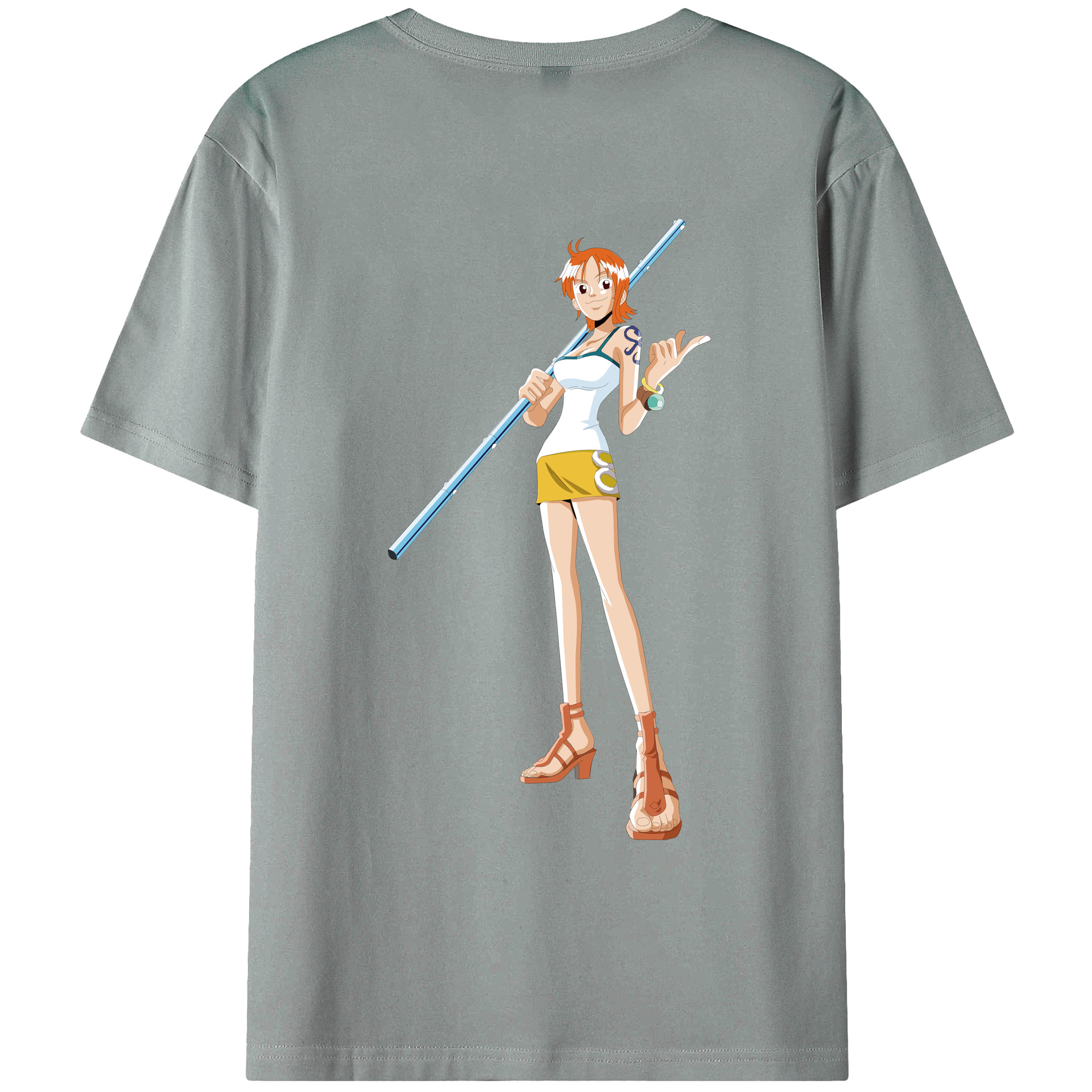 （画像用） ワンピース ナミ ONE PIECE Nami 綿100％ メンズ半袖Tシャツ（バックプリント） 通気性